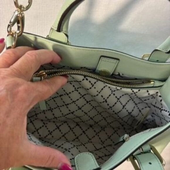 Kate Spade Womens Mint Green Leather Tote Bag With Adjustable Crossbody Strap & - Picture 7 of 9